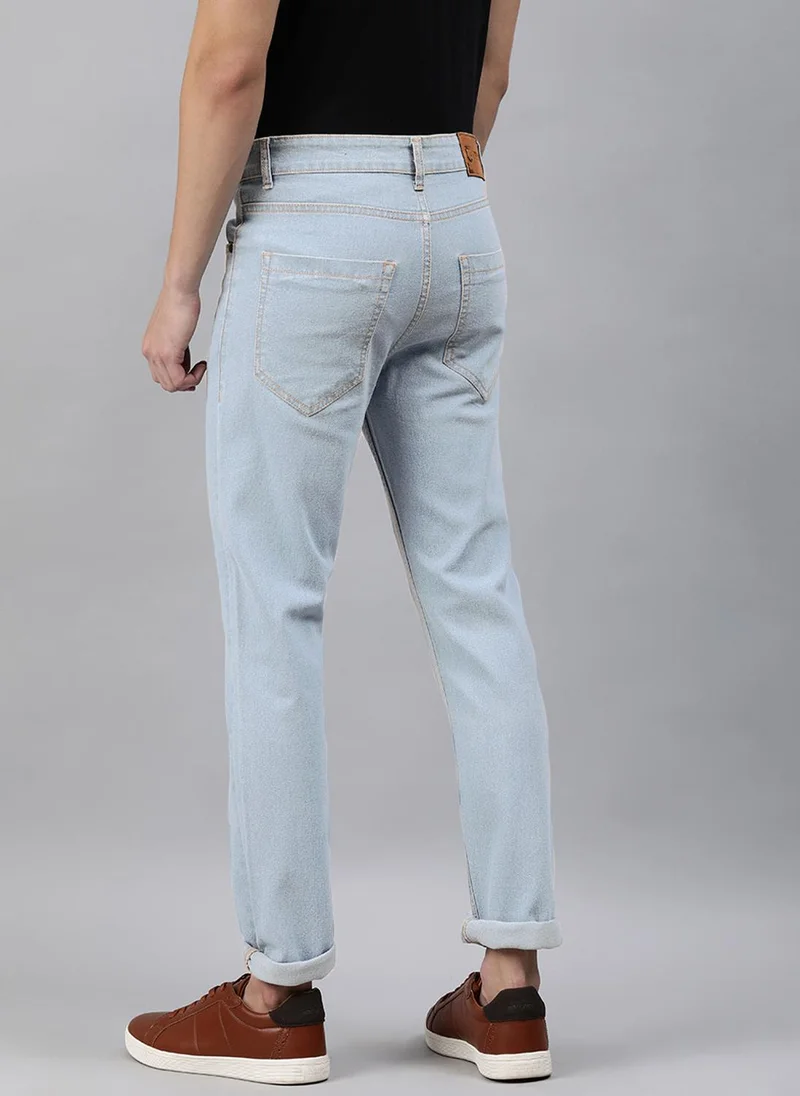 Urbano Fashion  Urbano Fashion Men's Ice Blue Slim Fit Washed Jeans Stretchable for Men | Best Price UAE